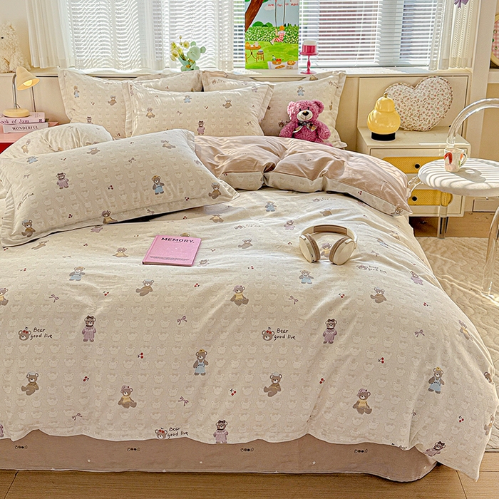 91家纺网 家纺一手货源 找家纺 依庭 2026新款12868全棉纯棉印花四件套熊熊漫歌