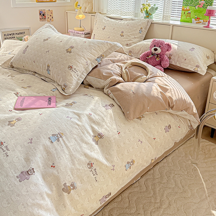 91家纺网 家纺一手货源 找家纺 依庭 2026新款12868全棉纯棉印花四件套熊熊漫歌