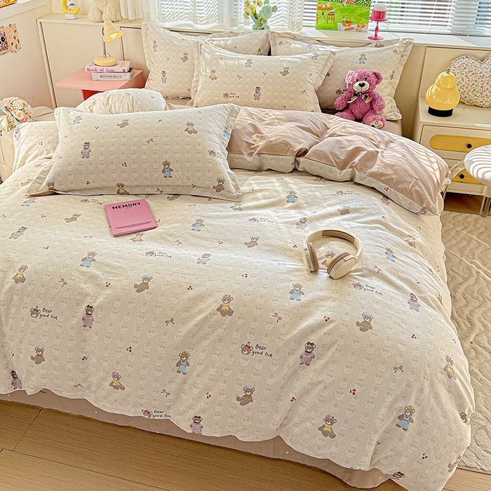 91家纺网 家纺一手货源 找家纺 依庭 2026新款12868全棉纯棉印花四件套熊熊漫歌