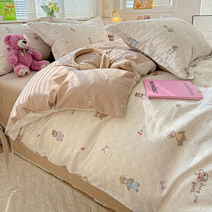 91家纺网 家纺一手货源 找家纺 依庭 2026新款12868全棉纯棉印花四件套熊熊漫歌