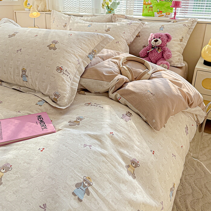 91家纺网 家纺一手货源 找家纺 依庭 2026新款12868全棉纯棉印花四件套熊熊漫歌