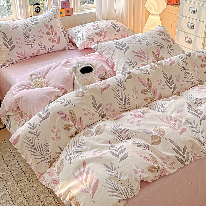 91家纺网 家纺一手货源 找家纺 依庭 2026新款12868全棉纯棉印花四件套叶语轻喃