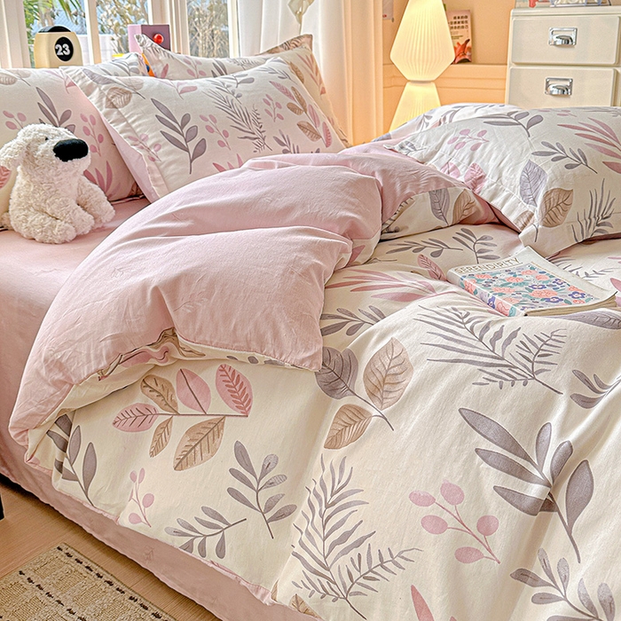 91家纺网 家纺一手货源 找家纺 依庭 2026新款12868全棉纯棉印花四件套叶语轻喃