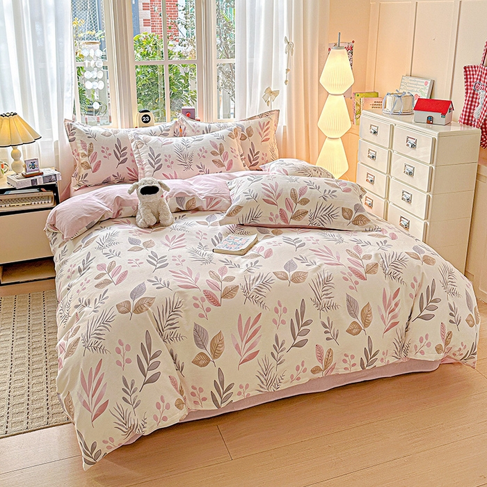 91家纺网 家纺一手货源 找家纺 依庭 2026新款12868全棉纯棉印花四件套叶语轻喃