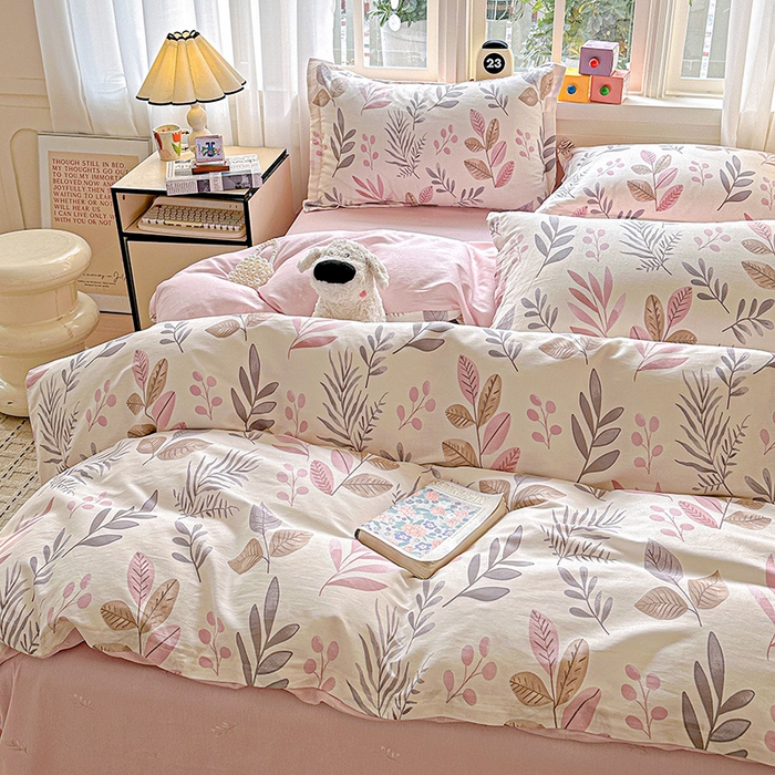 91家纺网 家纺一手货源 找家纺 依庭 2026新款12868全棉纯棉印花四件套叶语轻喃