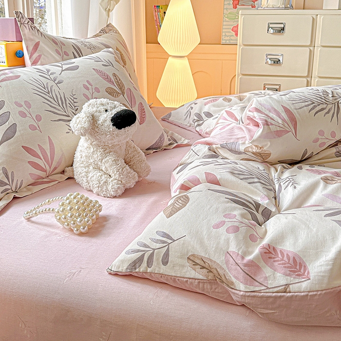 91家纺网 家纺一手货源 找家纺 依庭 2026新款12868全棉纯棉印花四件套叶语轻喃