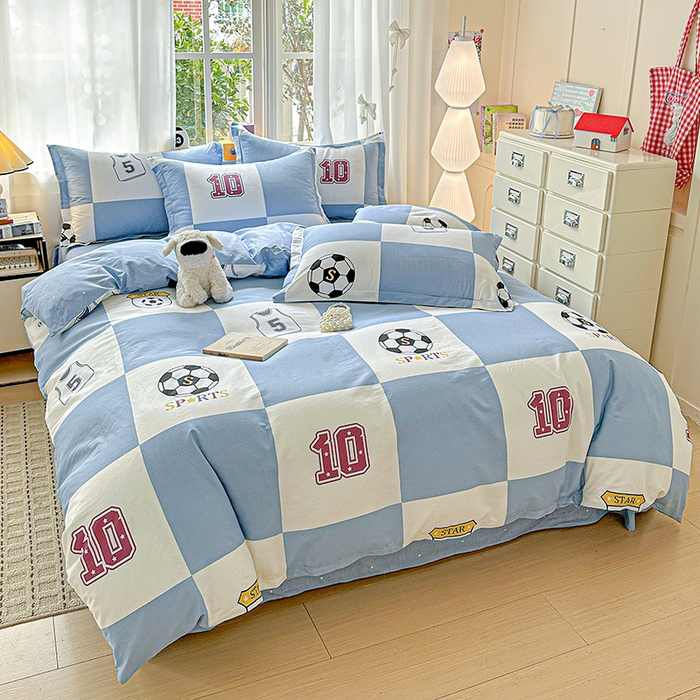 91家纺网 家纺一手货源 找家纺 依庭 2026新款12868全棉纯棉印花四件套足球小将