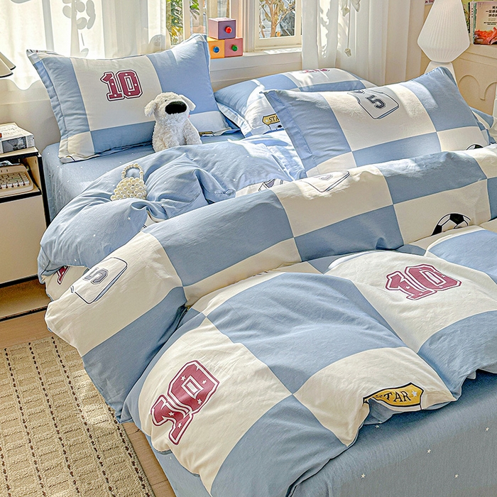 91家纺网 家纺一手货源 找家纺 依庭 2026新款12868全棉纯棉印花四件套足球小将