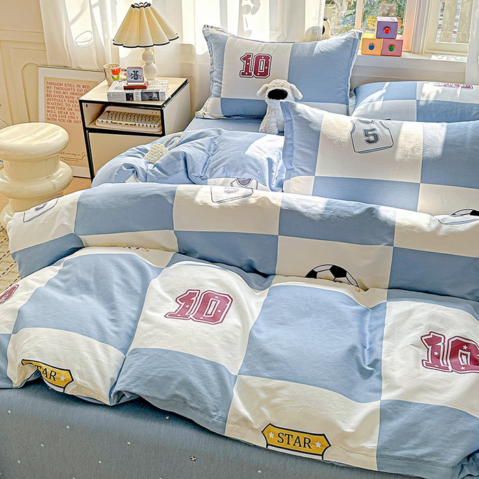 91家纺网 家纺一手货源 找家纺 依庭 2026新款12868全棉纯棉印花四件套足球小将