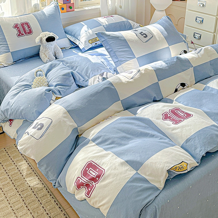 91家纺网 家纺一手货源 找家纺 依庭 2026新款12868全棉纯棉印花四件套足球小将