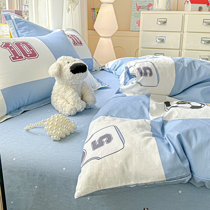 91家纺网 家纺一手货源 找家纺 依庭 2026新款12868全棉纯棉印花四件套足球小将