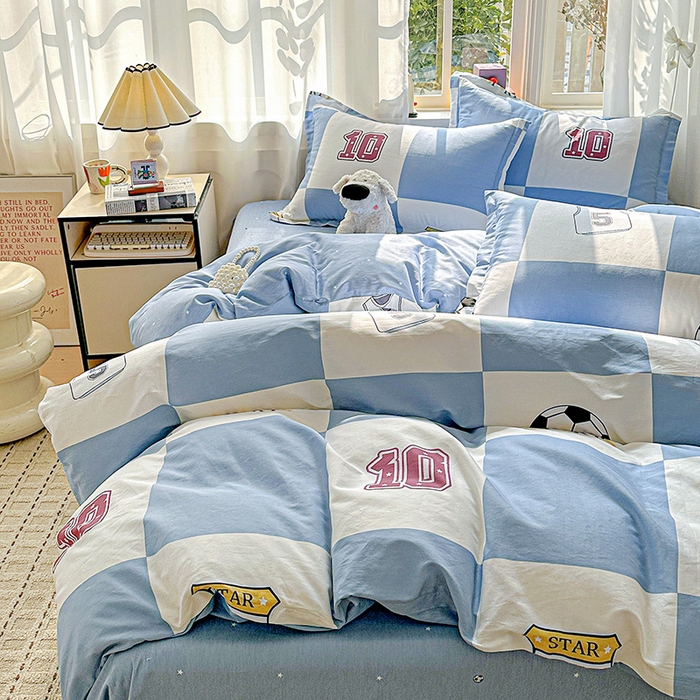 91家纺网 家纺一手货源 找家纺 依庭 2026新款12868全棉纯棉印花四件套足球小将