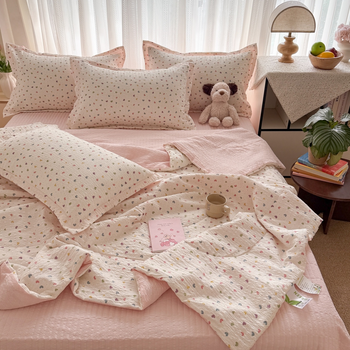 91家纺网 家纺一手货源 找家纺 （总）禾沐 2026新款泡芙棉泡芙纱夏被四件套