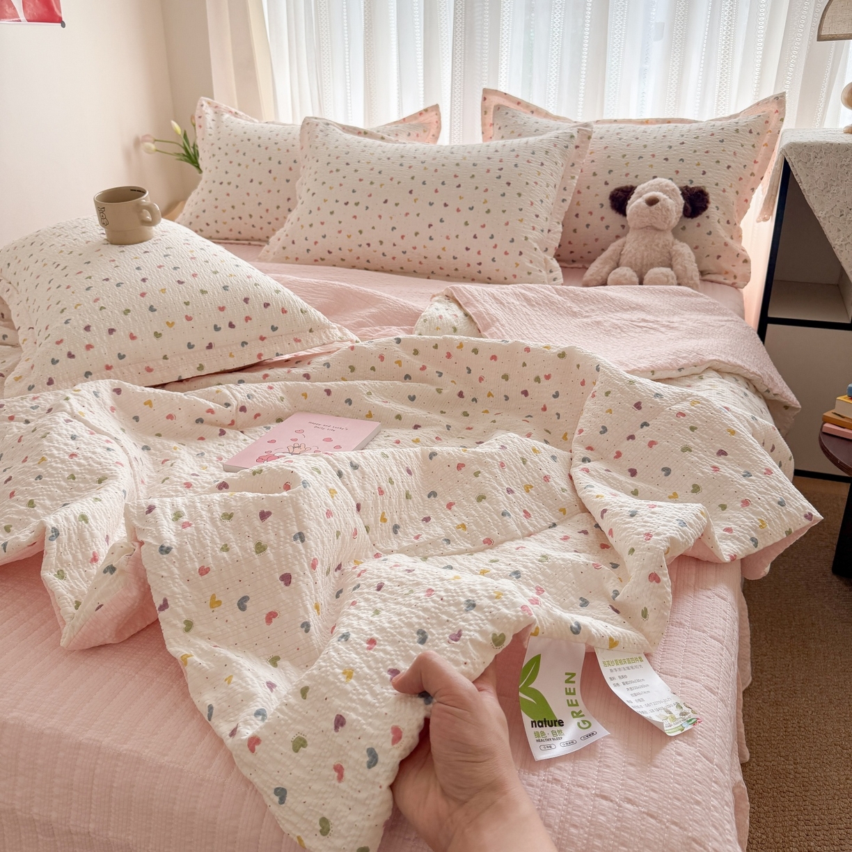 91家纺网 家纺一手货源 找家纺 （总）禾沐 2026新款泡芙棉泡芙纱夏被四件套