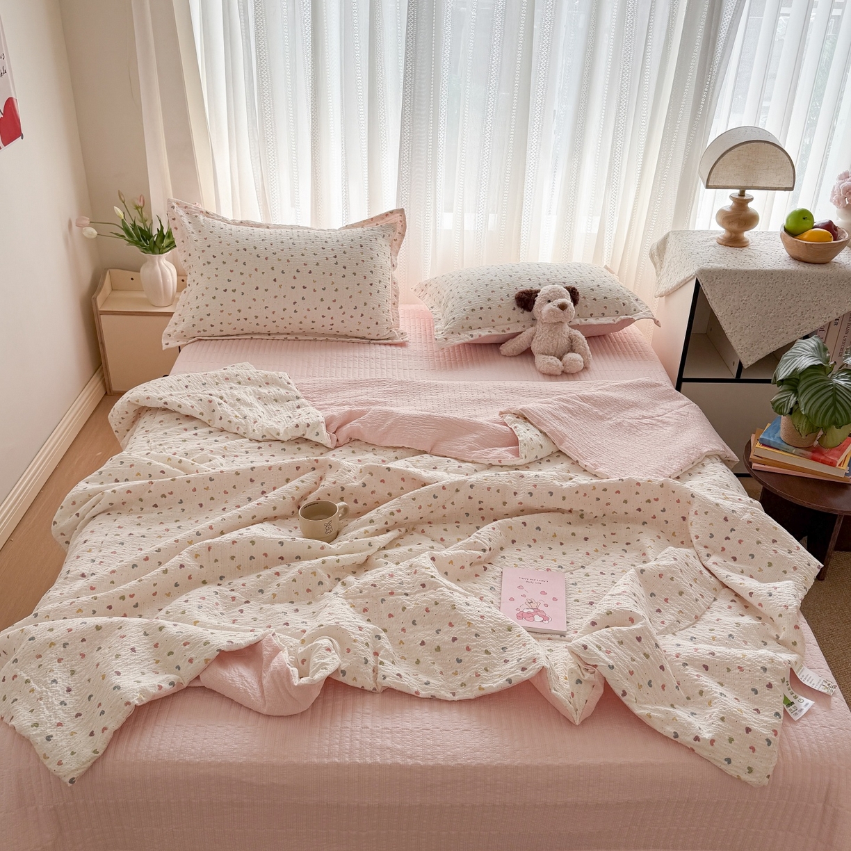 91家纺网 家纺一手货源 找家纺 （总）禾沐 2026新款泡芙棉泡芙纱夏被四件套