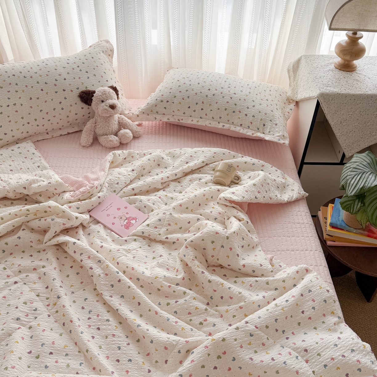 91家纺网 家纺一手货源 找家纺 （总）禾沐 2026新款泡芙棉泡芙纱夏被四件套