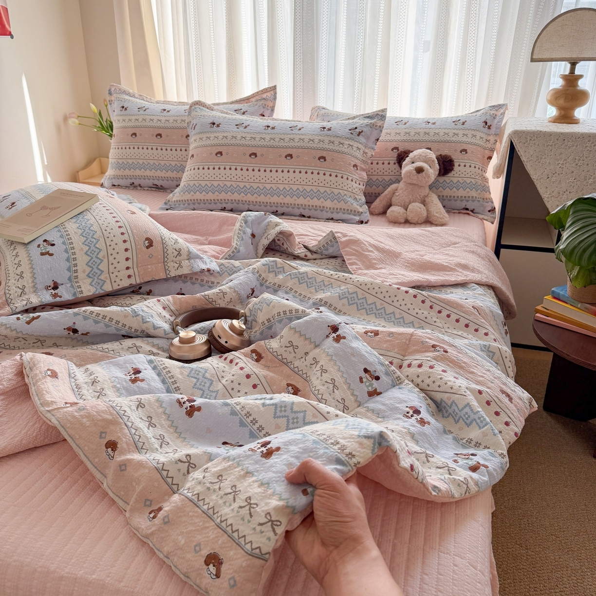 91家纺网 家纺一手货源 找家纺 （总）禾沐 2026新款泡芙棉泡芙纱夏被四件套