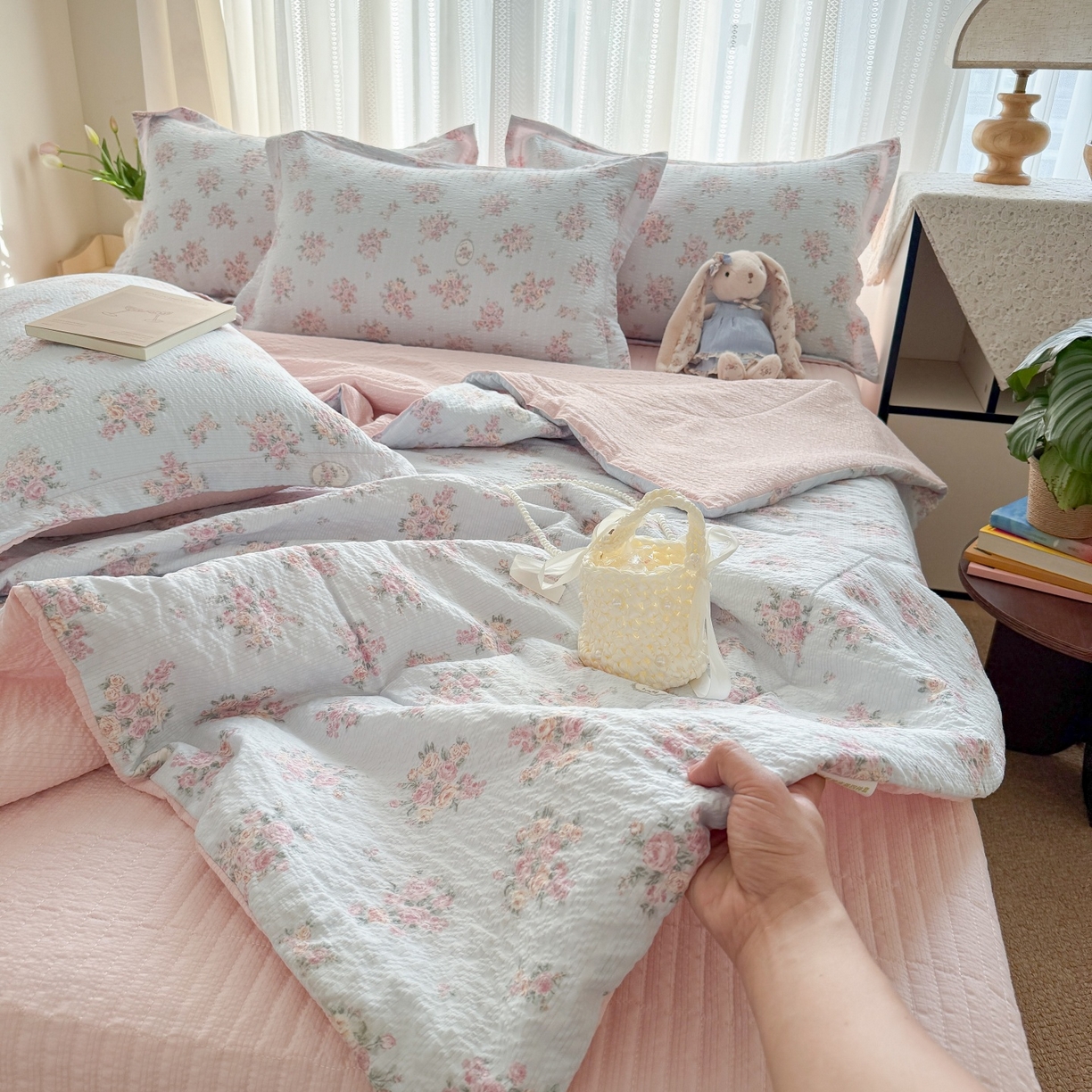 91家纺网 家纺一手货源 找家纺 （总）禾沐 2026新款泡芙棉泡芙纱夏被四件套