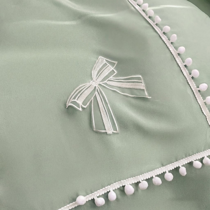 91家纺网 家纺一手货源 找家纺 七七家纺 2026新款亲肤磨毛马卡龙小毛球四件套 小毛球-柠绿