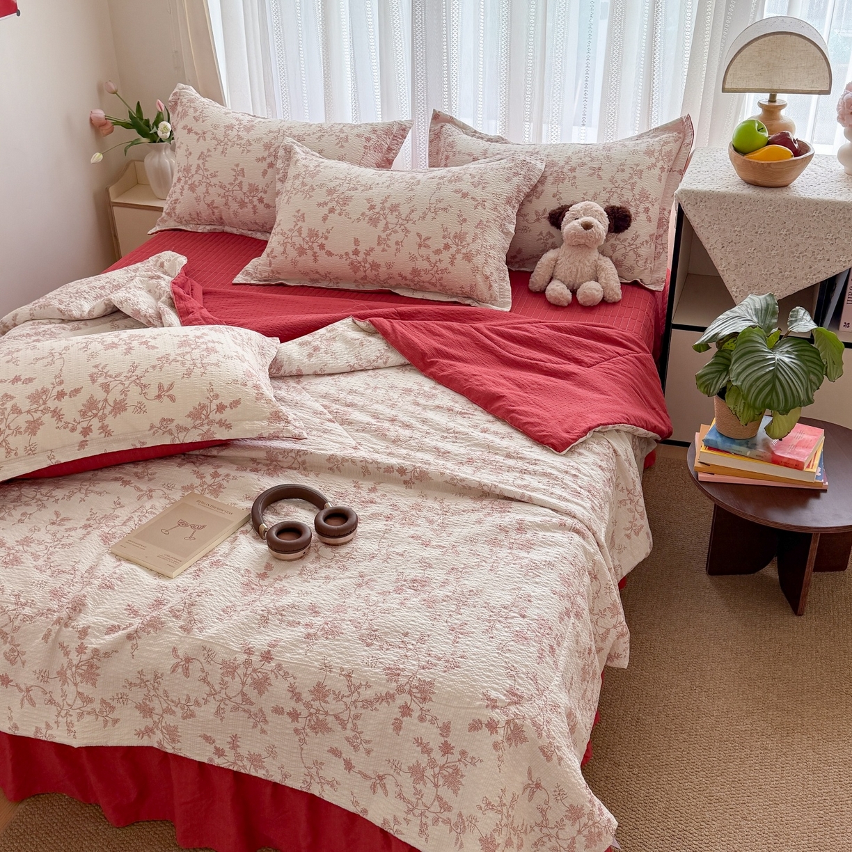 91家纺网 家纺一手货源 找家纺 禾沐 2026新款泡芙棉泡芙纱夏被四件套 丽莎