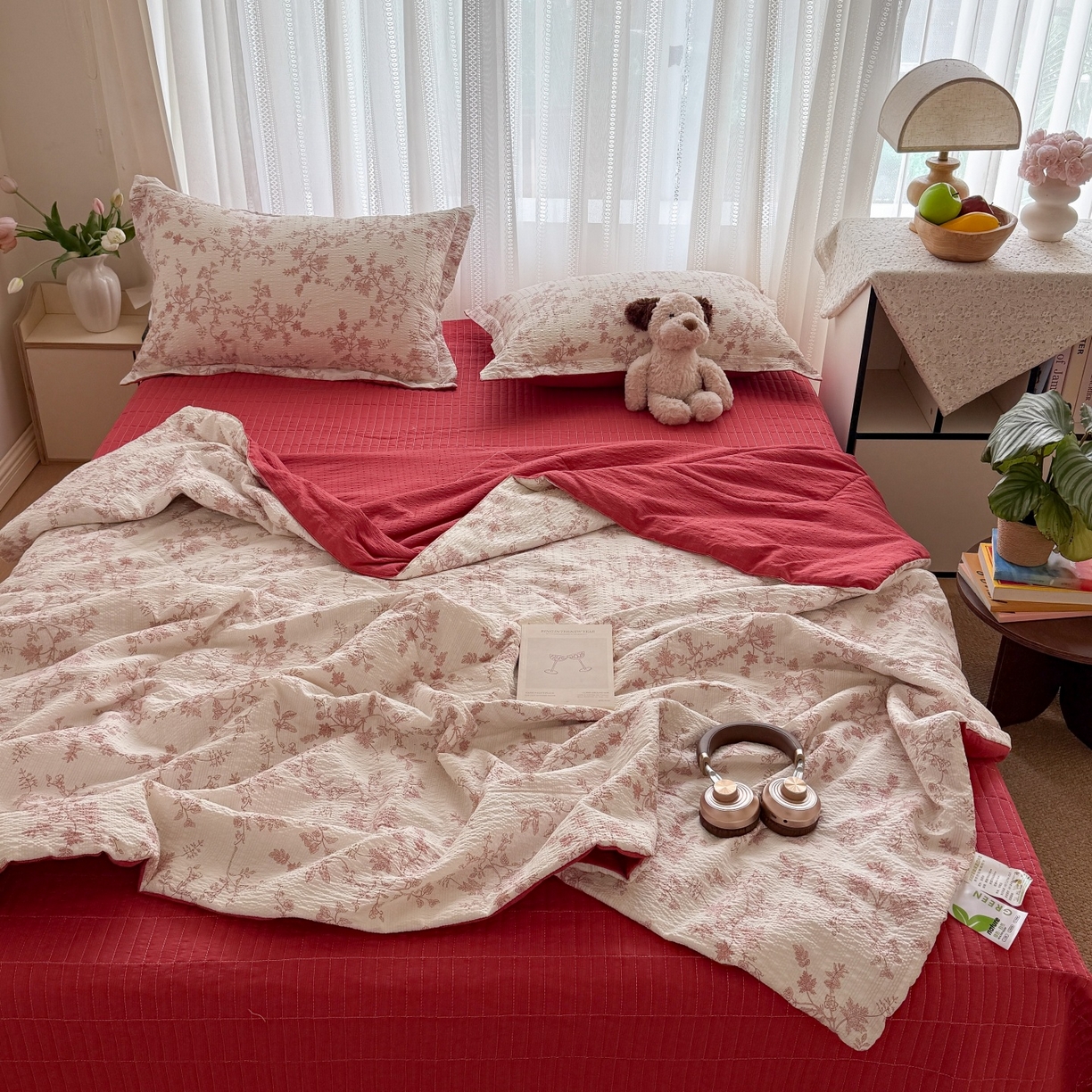 91家纺网 家纺一手货源 找家纺 禾沐 2026新款泡芙棉泡芙纱夏被四件套 丽莎