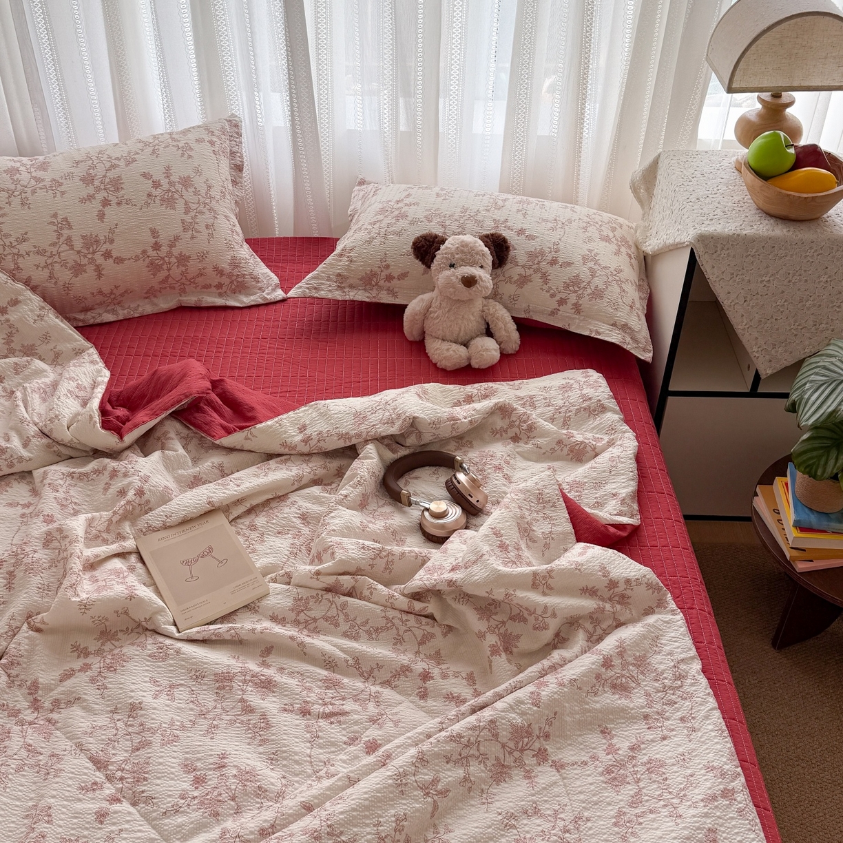 91家纺网 家纺一手货源 找家纺 禾沐 2026新款泡芙棉泡芙纱夏被四件套 丽莎