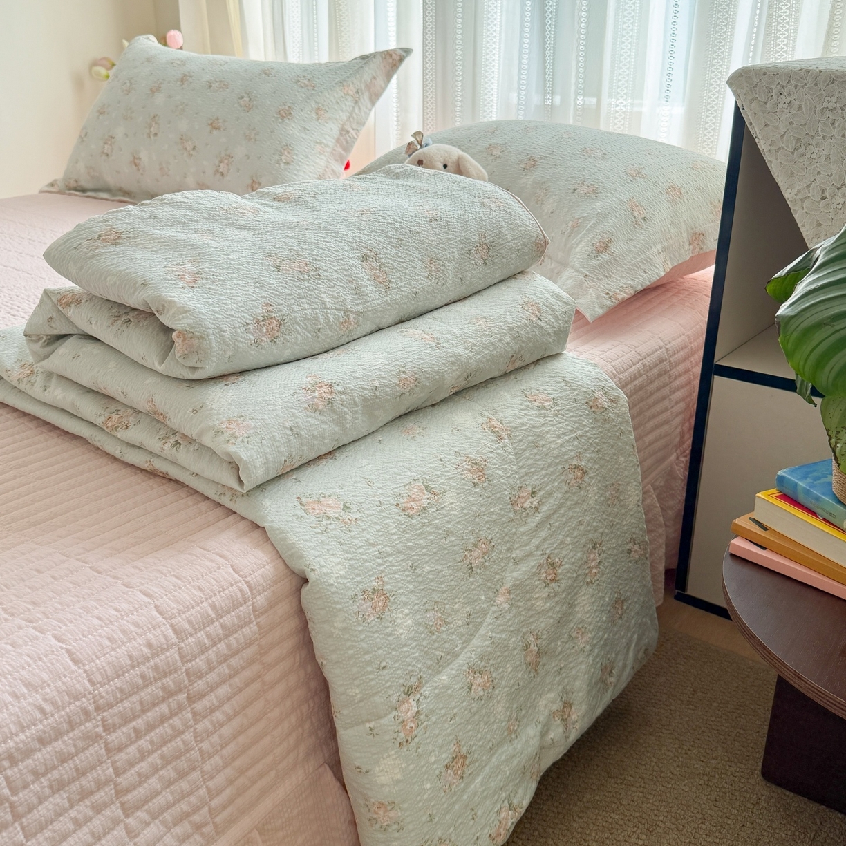 91家纺网 家纺一手货源 找家纺 禾沐 2026新款泡芙棉泡芙纱夏被四件套 柔诗意