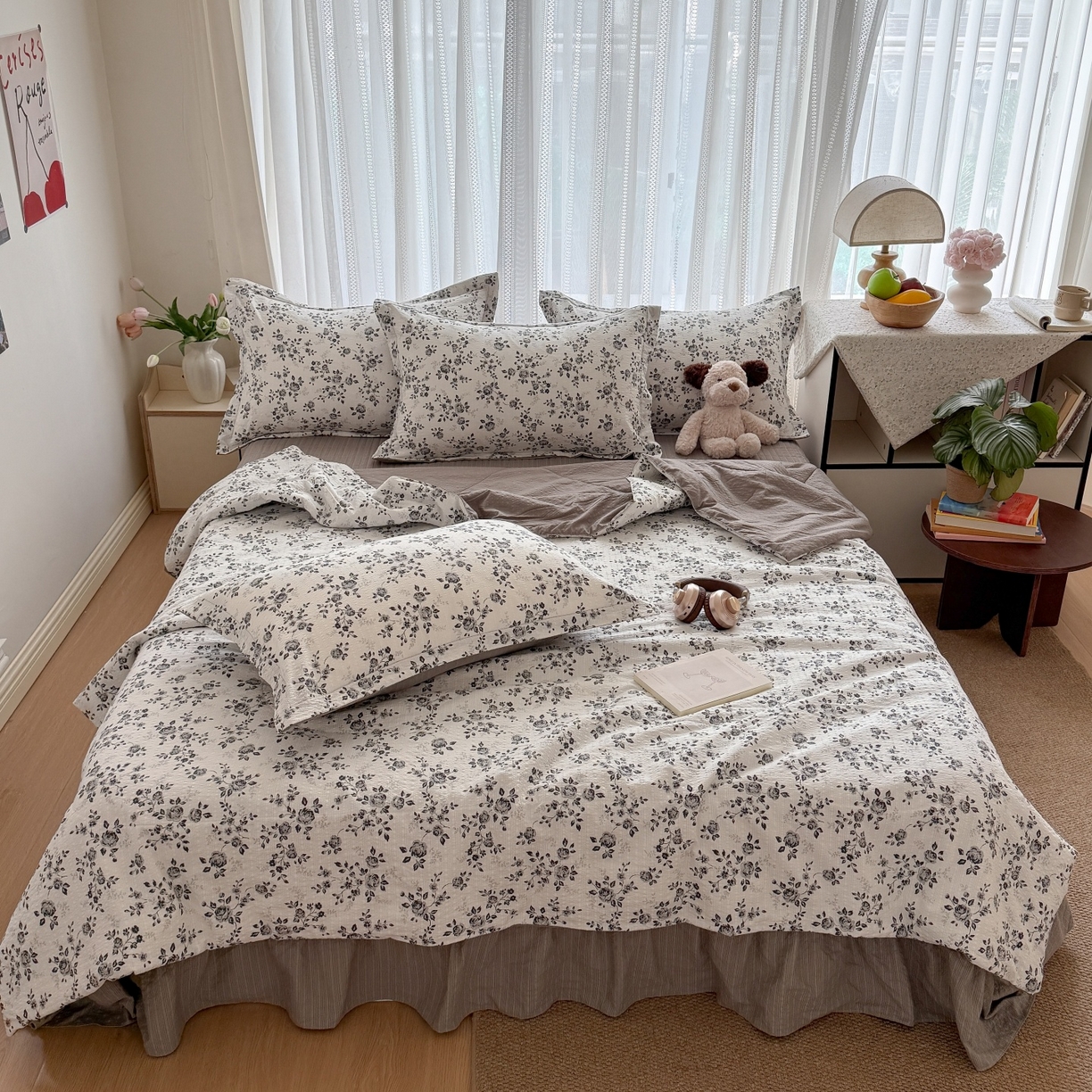 91家纺网 家纺一手货源 找家纺 禾沐 2026新款泡芙棉泡芙纱夏被四件套 只闻花香