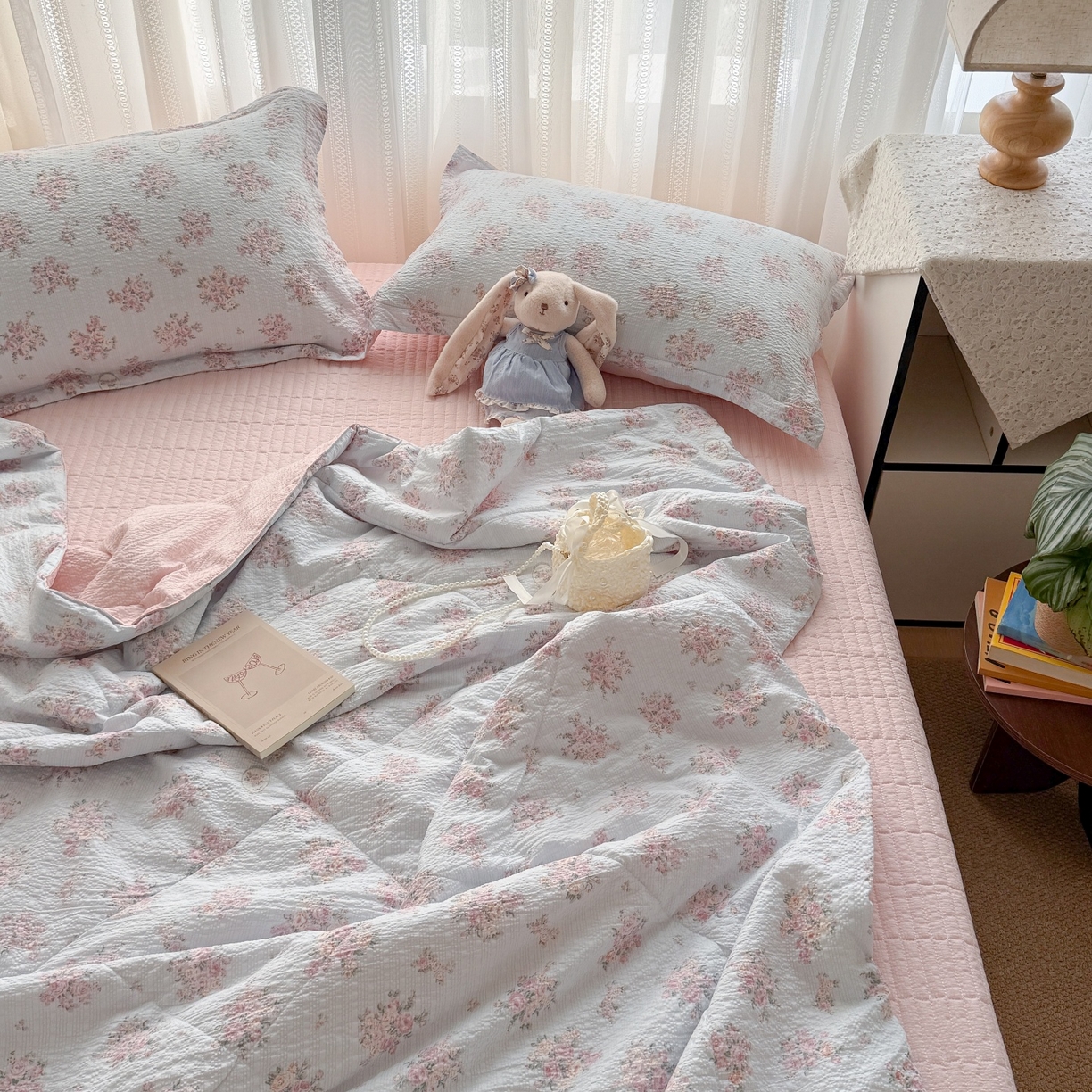 91家纺网 家纺一手货源 找家纺 禾沐 2026新款泡芙棉泡芙纱夏被四件套 仲夏