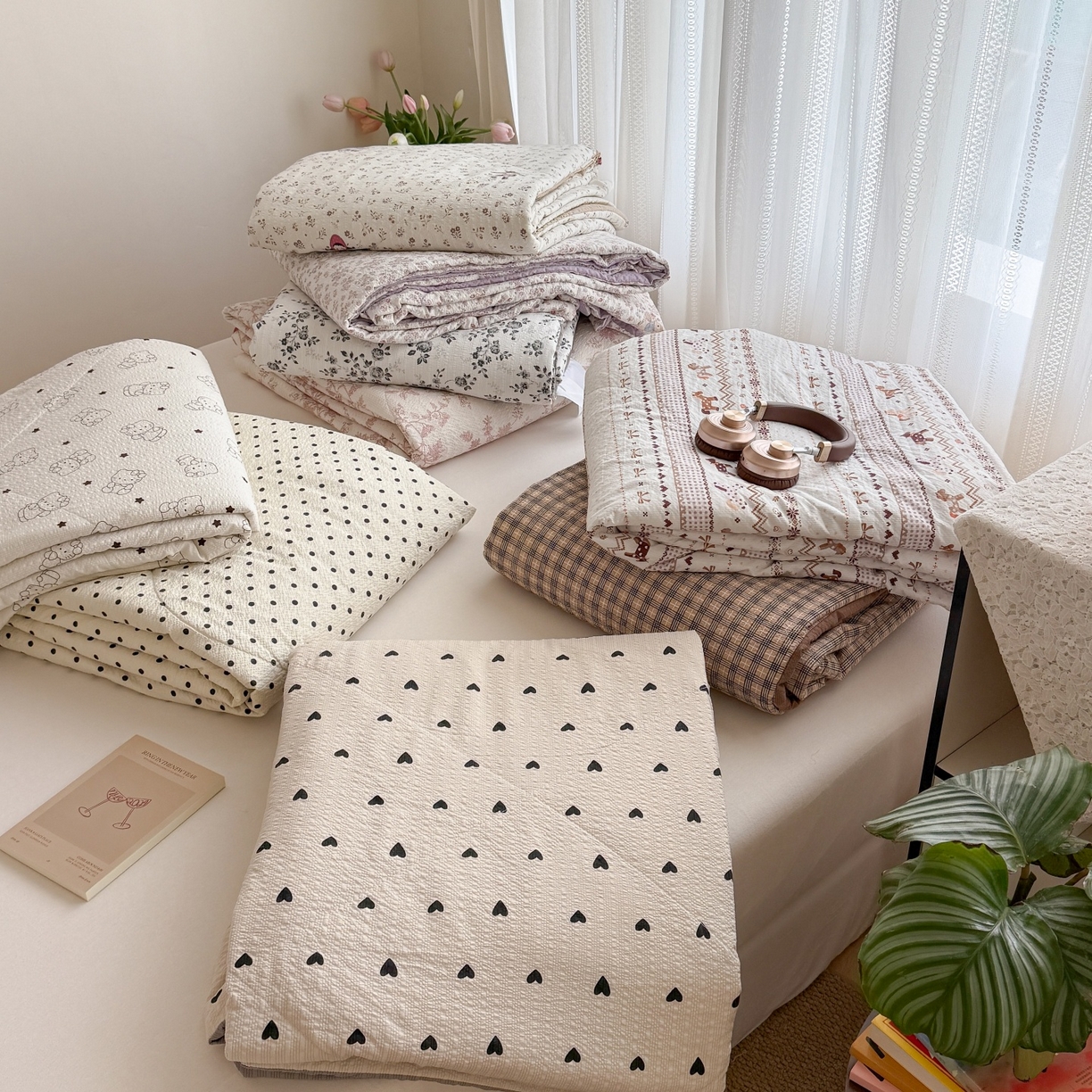 91家纺网 家纺一手货源 找家纺 禾沐 2026新款泡芙棉泡芙纱夏被四件套 组合