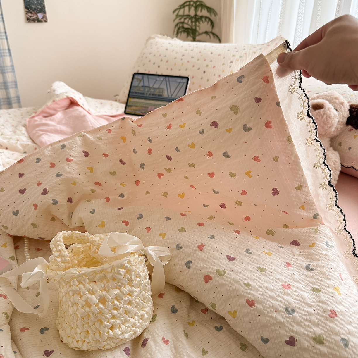 91家纺网 家纺一手货源 找家纺 （总）禾沐 2026新款蕾丝花边夏被款四件套