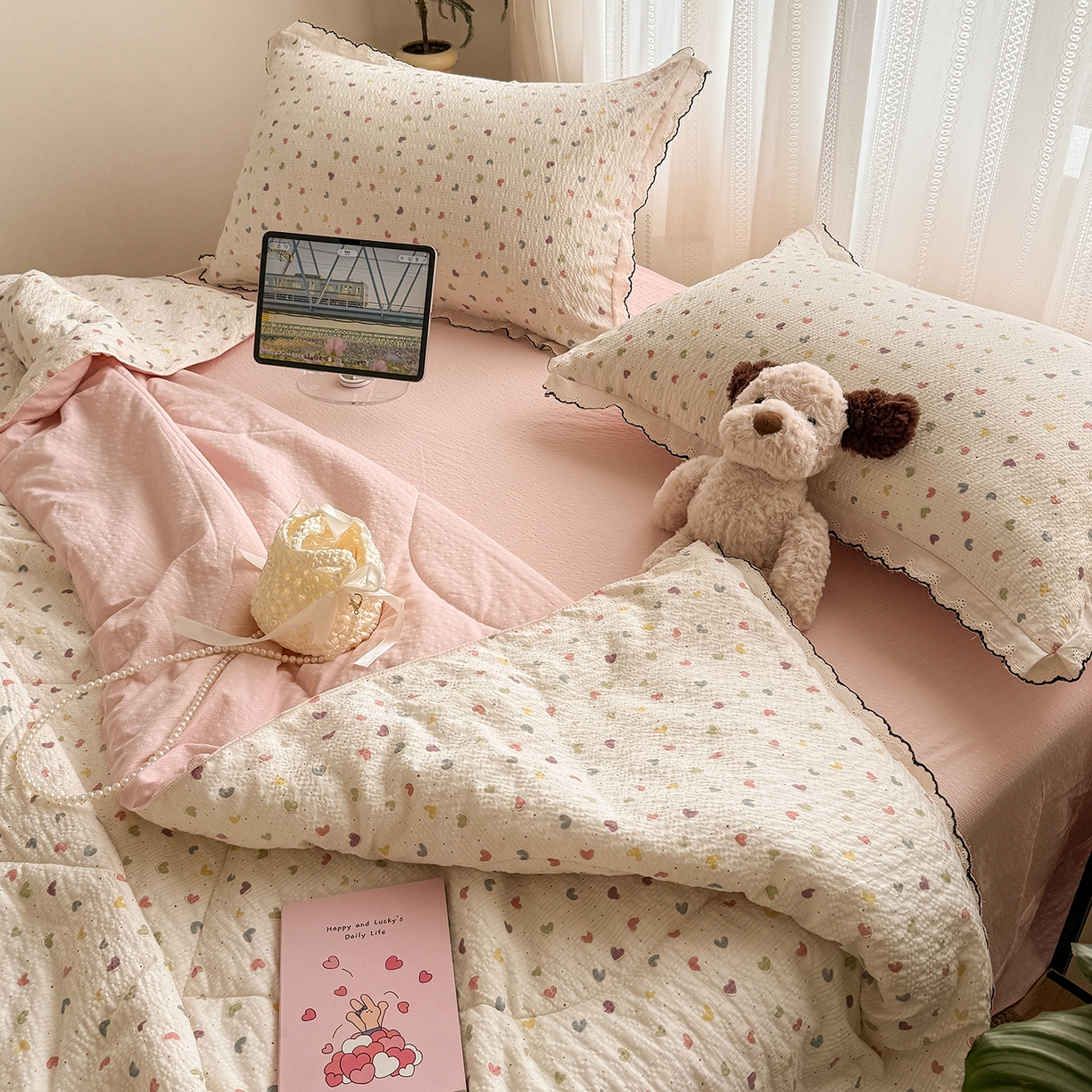 91家纺网 家纺一手货源 找家纺 （总）禾沐 2026新款蕾丝花边夏被款四件套