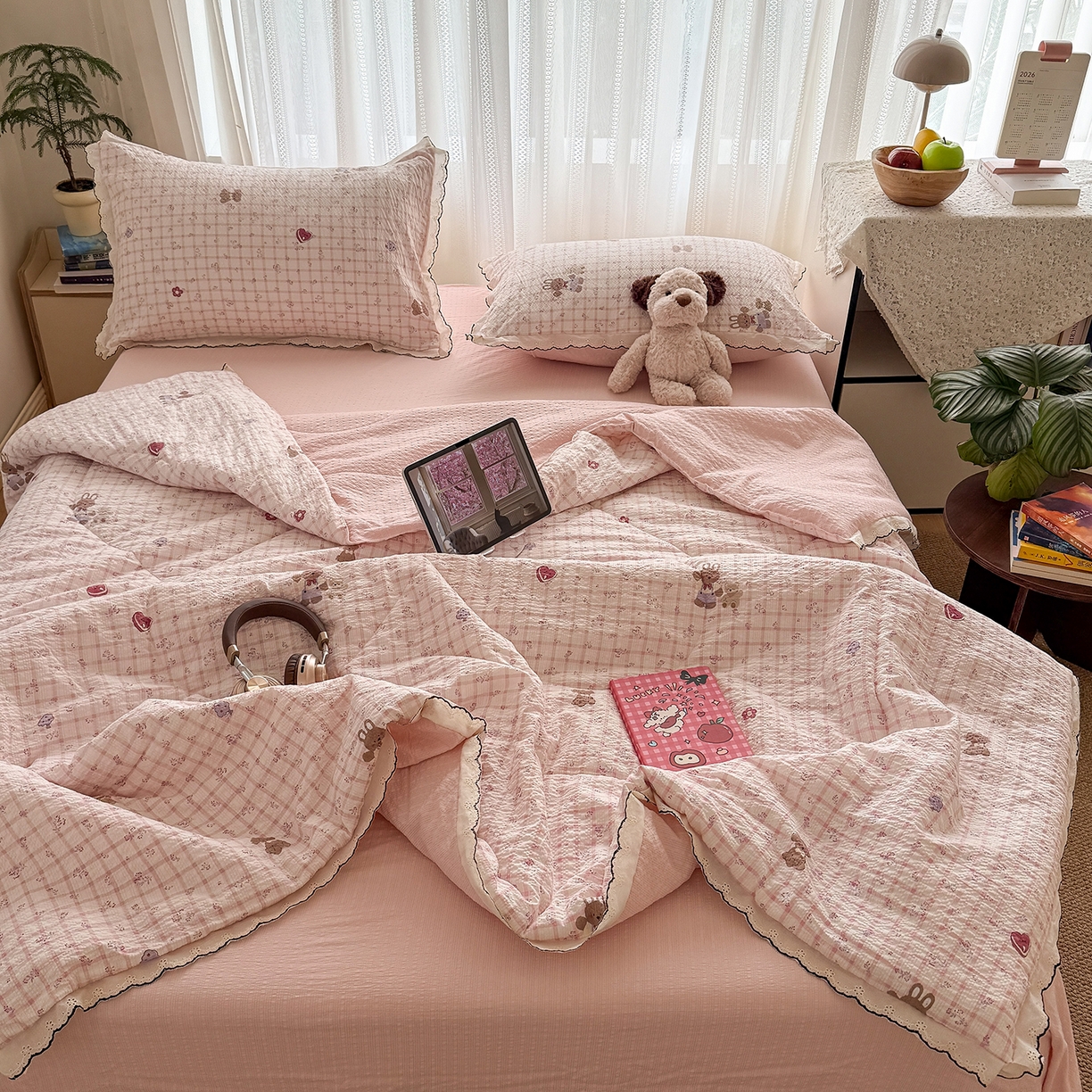 91家纺网 家纺一手货源 找家纺 （总）禾沐 2026新款蕾丝花边夏被款四件套