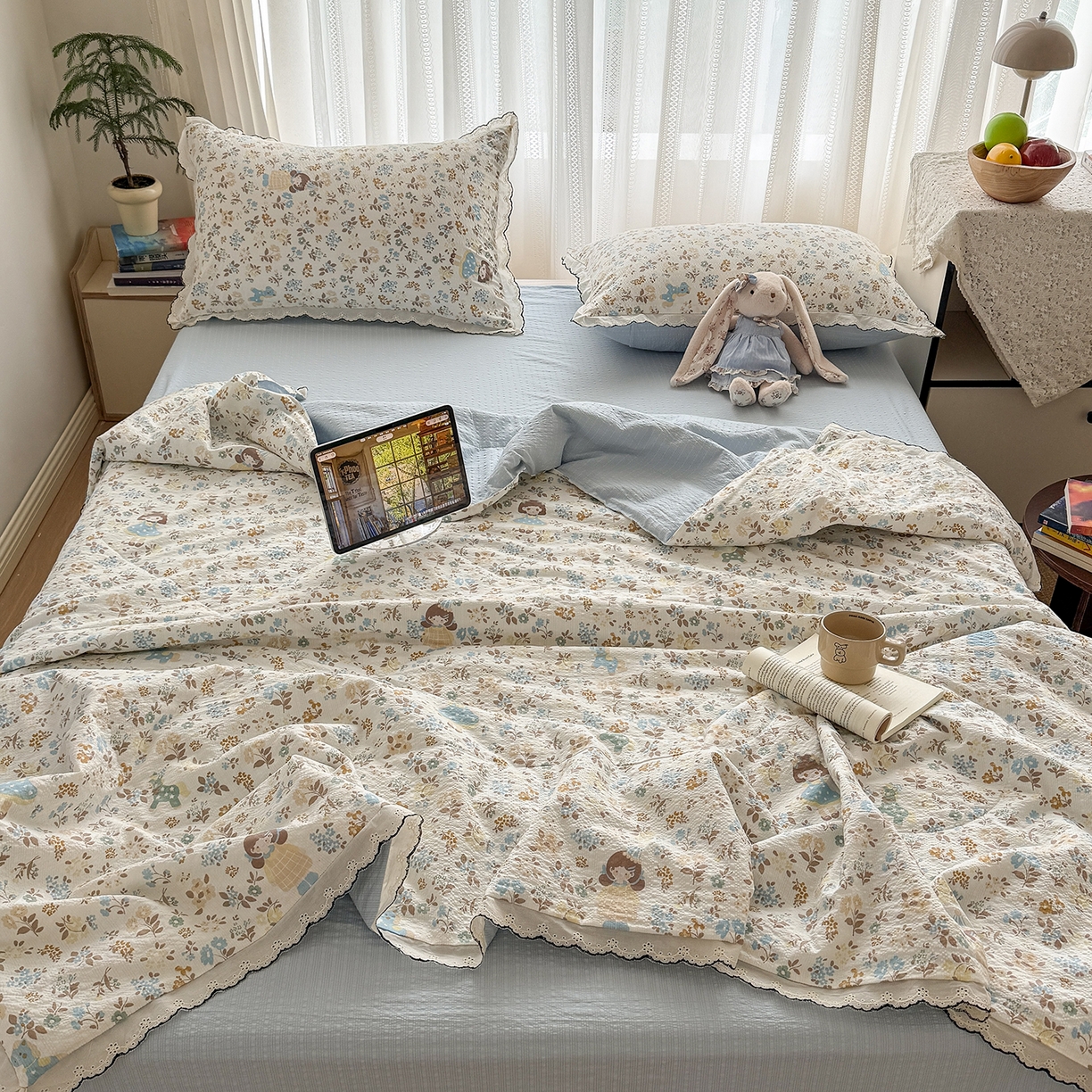 91家纺网 家纺一手货源 找家纺 （总）禾沐 2026新款蕾丝花边夏被款四件套