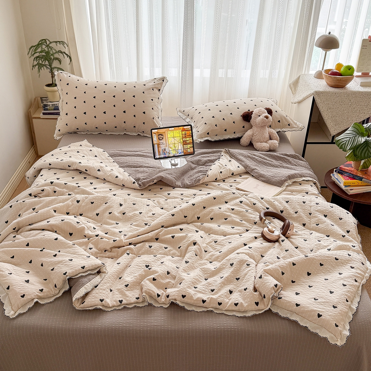 91家纺网 家纺一手货源 找家纺 （总）禾沐 2026新款蕾丝花边夏被款四件套