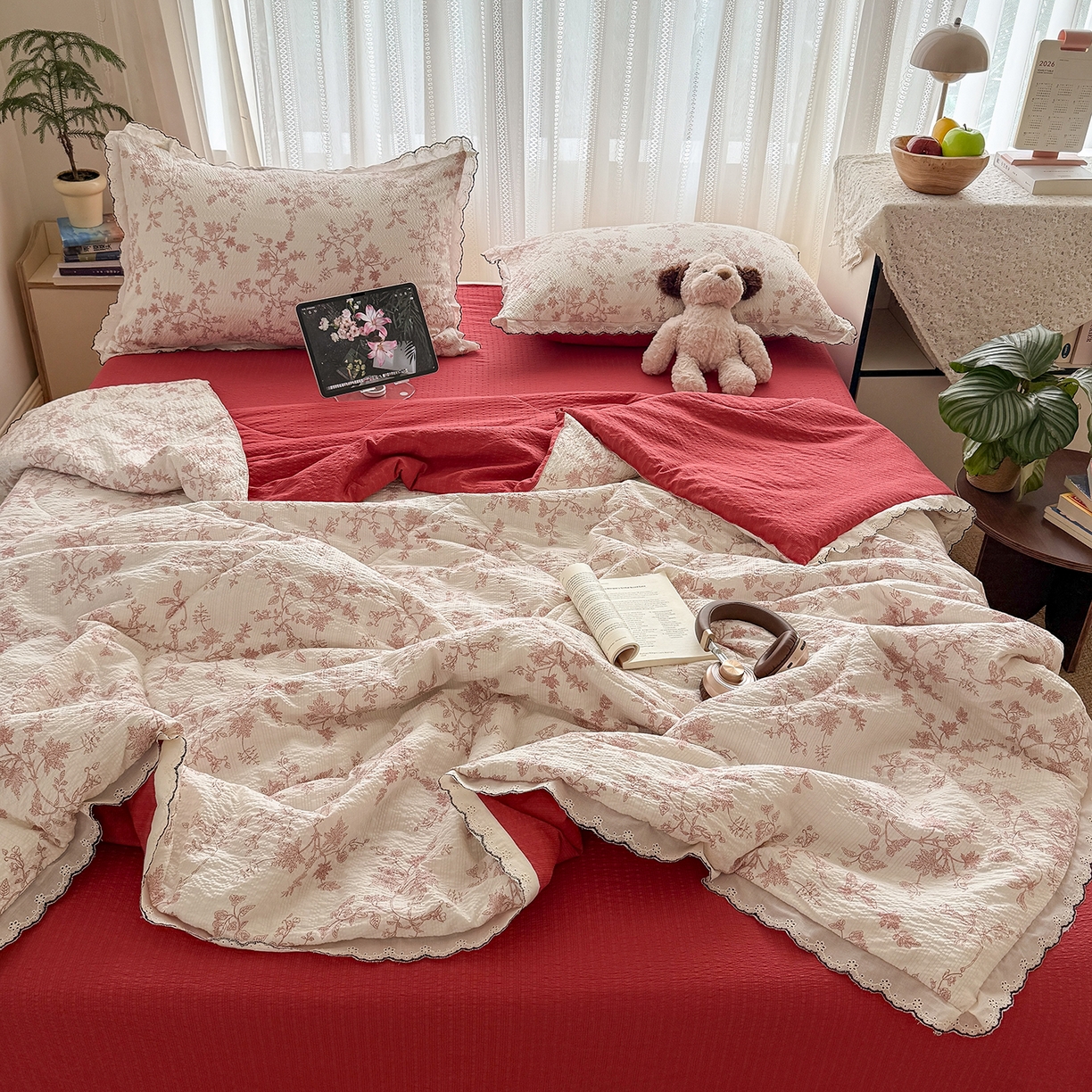 91家纺网 家纺一手货源 找家纺 （总）禾沐 2026新款蕾丝花边夏被款四件套