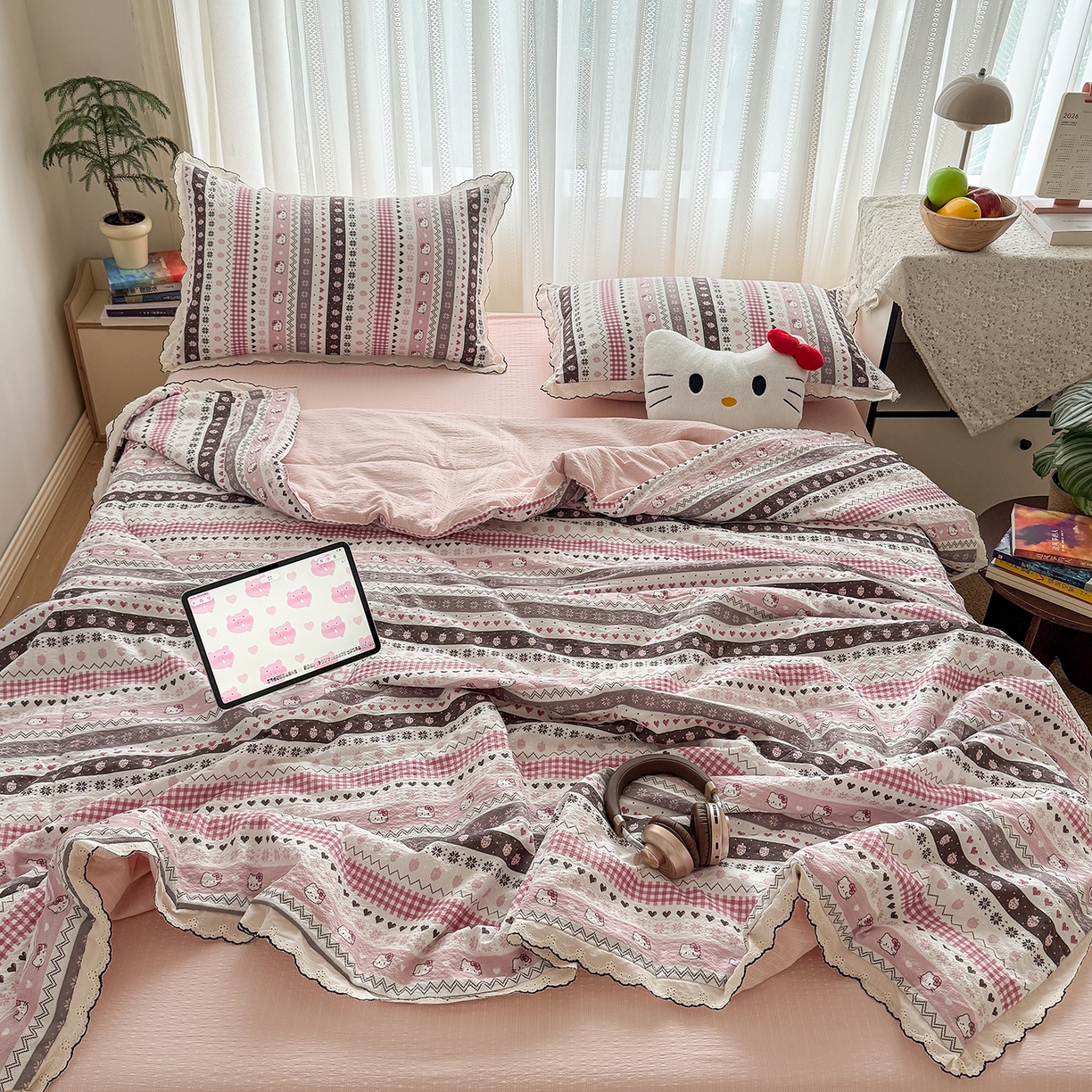 91家纺网 家纺一手货源 找家纺 （总）禾沐 2026新款蕾丝花边夏被款四件套