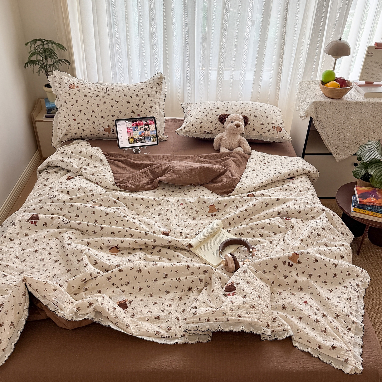 91家纺网 家纺一手货源 找家纺 （总）禾沐 2026新款蕾丝花边夏被款四件套