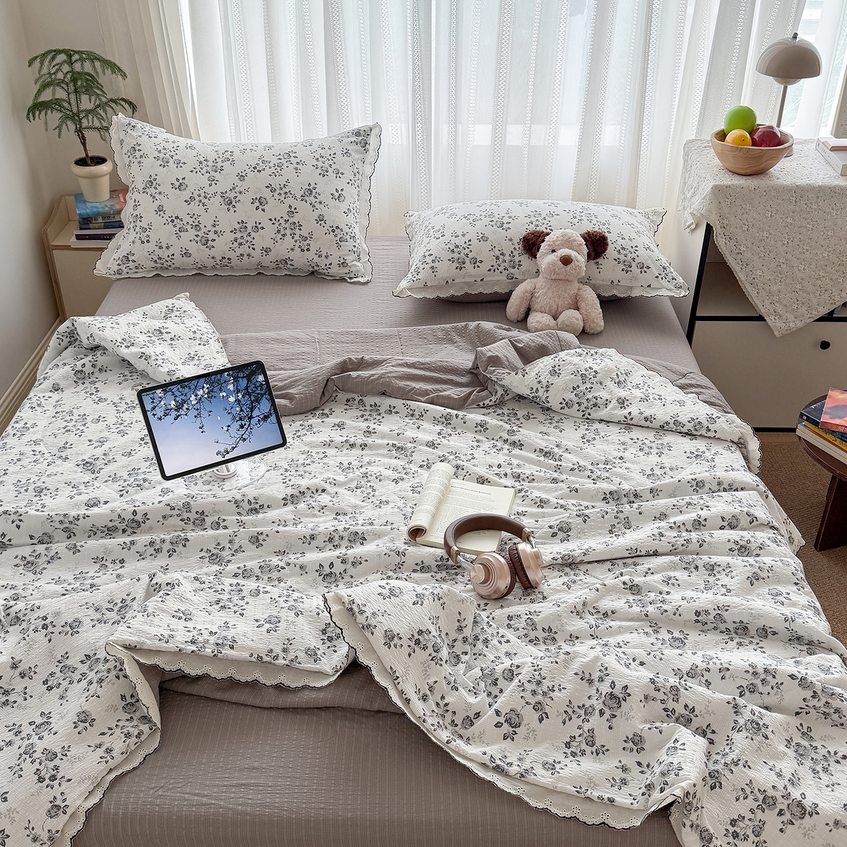 91家纺网 家纺一手货源 找家纺 （总）禾沐 2026新款蕾丝花边夏被款四件套