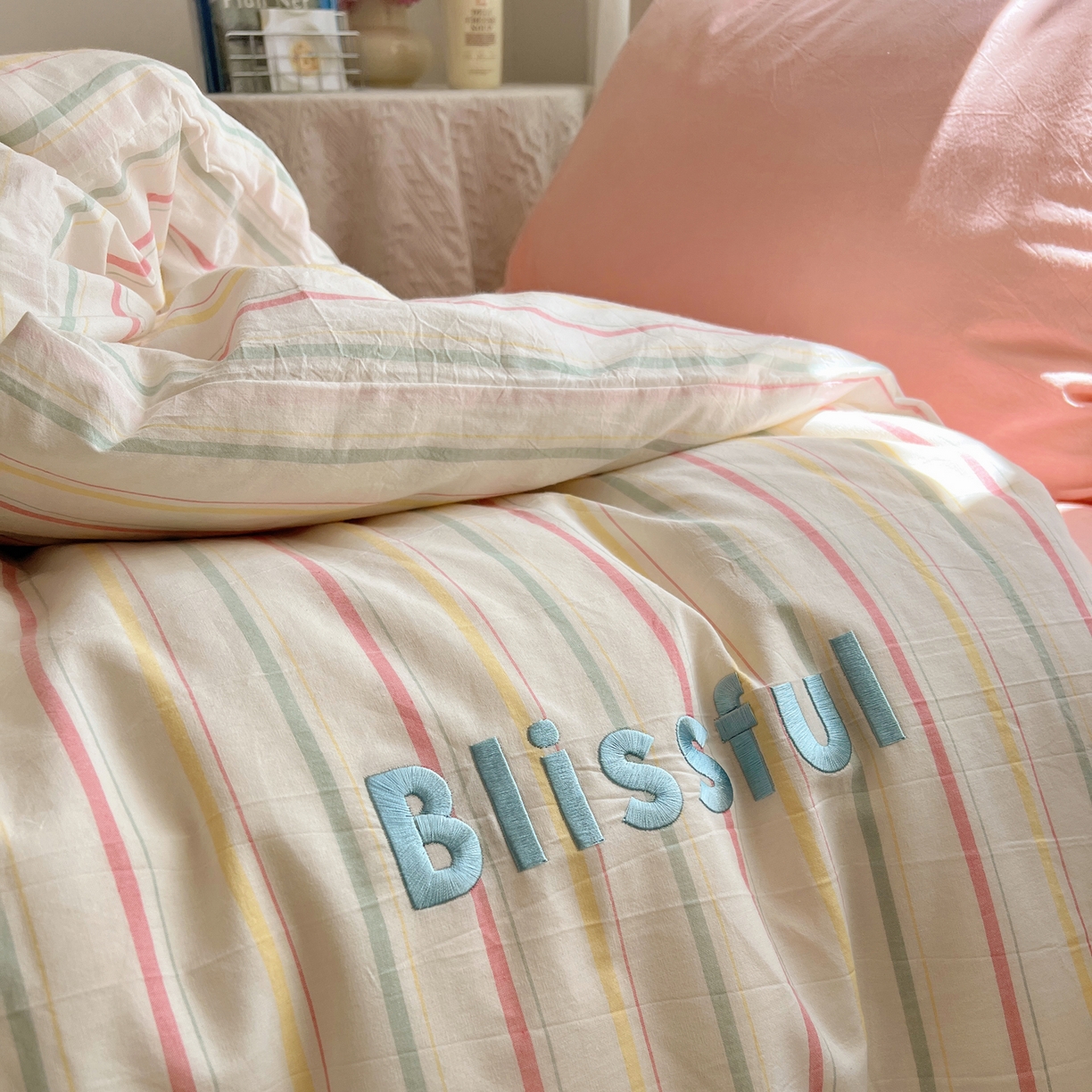 91家纺网 家纺一手货源 找家纺 （总）丽涵家纺 2026新款全棉纯棉色织水洗棉绣花单被套被套单件