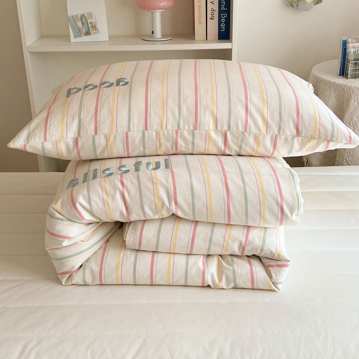 91家纺网 家纺一手货源 找家纺 （总）丽涵家纺 2026新款全棉纯棉色织水洗棉绣花单被套被套单件