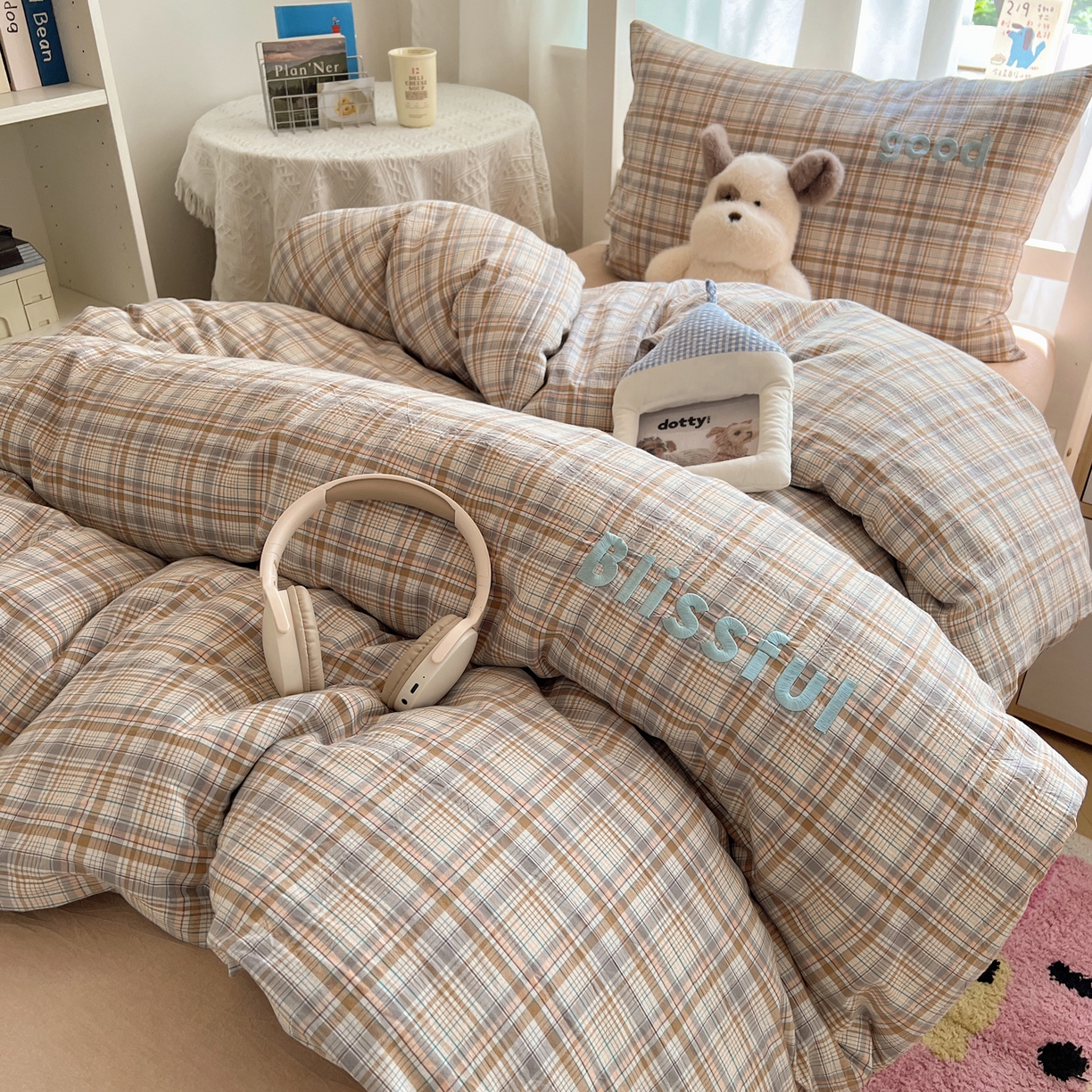 91家纺网 家纺一手货源 找家纺 丽涵家纺 2026新款全棉纯棉色织水洗棉绣花单被套被套单件 青春