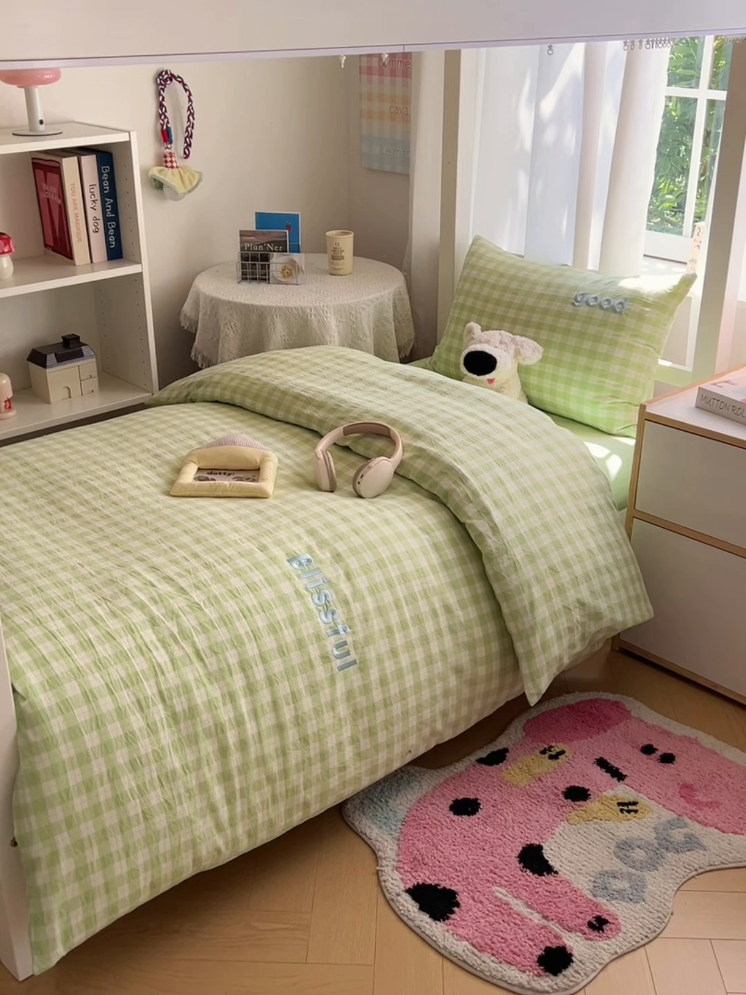 91家纺网 家纺一手货源 找家纺 丽涵家纺 2026新款全棉纯棉色织水洗棉绣花单被套被套单件 尚格-绿