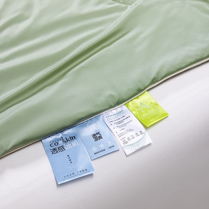 91家纺网 家纺一手货源 找家纺 迪梵家纺 2026春夏新品A类水光丝绸锦氨（170克面料）凉感冰丝夏凉被55大豆夏被空调被薄被子被芯 橄榄绿