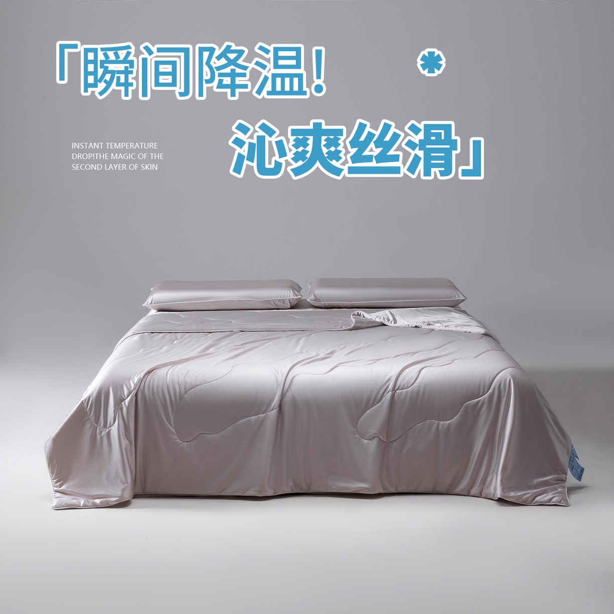 91家纺网 家纺一手货源 找家纺 迪梵家纺 2026春夏新品A类水光丝绸锦氨（170克面料）凉感冰丝夏凉被55大豆夏被空调被薄被子被芯 暮山紫