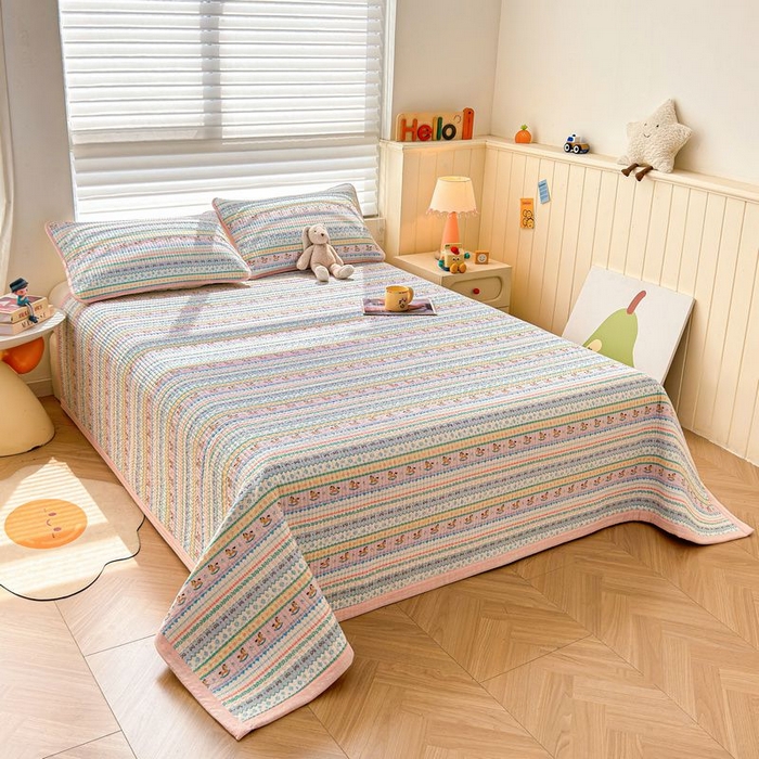 91家纺网 家纺一手货源 找家纺 （总）梵朴 2026新款A类泡芙双层纱云感邹邹纱床盖三件套