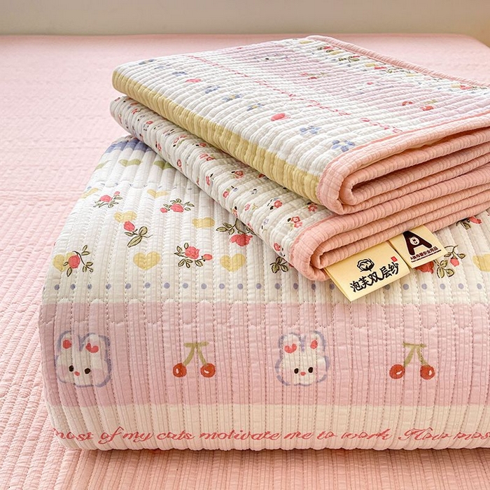 91家纺网 家纺一手货源 找家纺 （总）梵朴 2026新款A类泡芙双层纱云感邹邹纱床盖三件套