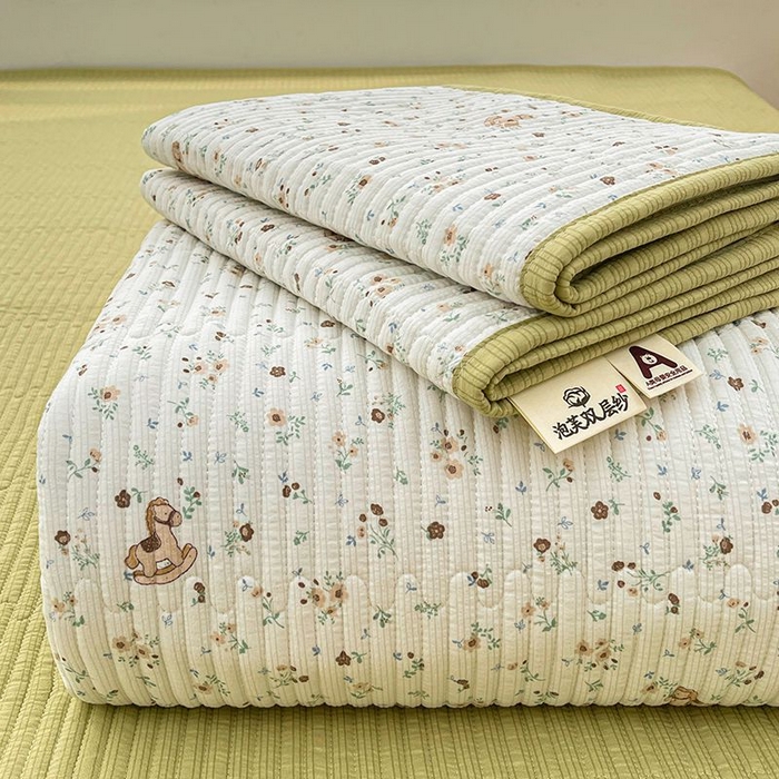 91家纺网 家纺一手货源 找家纺 （总）梵朴 2026新款A类泡芙双层纱云感邹邹纱床盖三件套