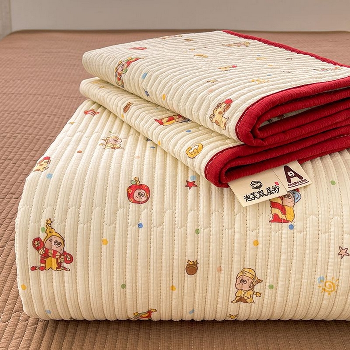 91家纺网 家纺一手货源 找家纺 （总）梵朴 2026新款A类泡芙双层纱云感邹邹纱床盖三件套