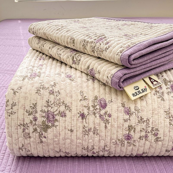 91家纺网 家纺一手货源 找家纺 （总）梵朴 2026新款A类泡芙双层纱云感邹邹纱床盖三件套